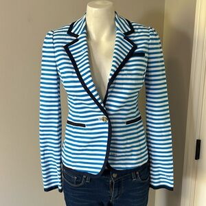 Lilly Pulitzer Malibu Chin Chin Stripe Blazer Blue White Jacket Career Sz XS